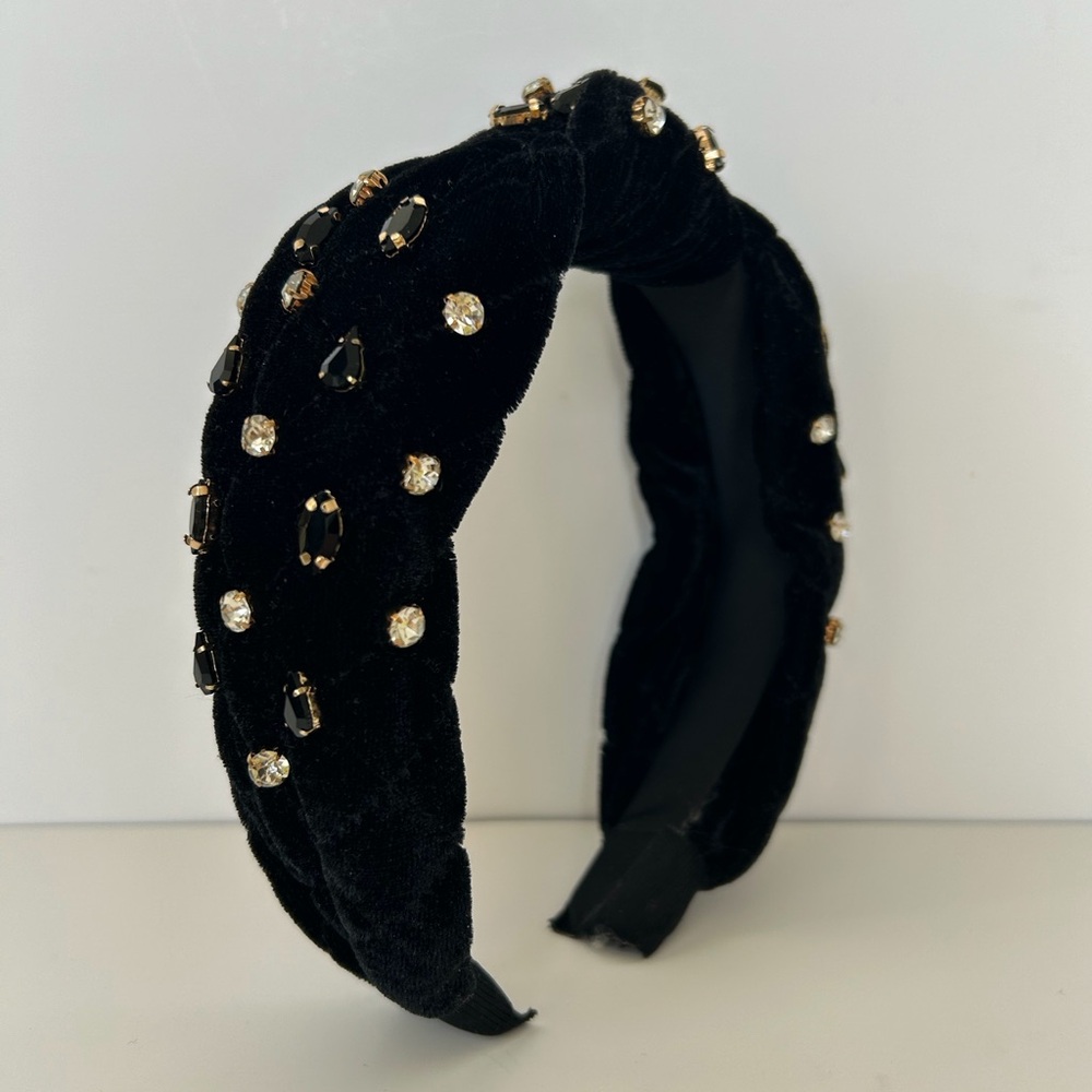 3 for $15 - Elegant Black Velvet Headband with Gold and Silver Accents